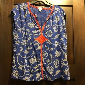Lucky Brand Embroidered Patterned Tee